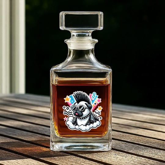 Punk rocker pug 9 Whiskey Decanters