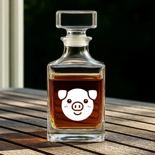 Pig face cute pigs vector farm animal path14 Whiskey Decanters