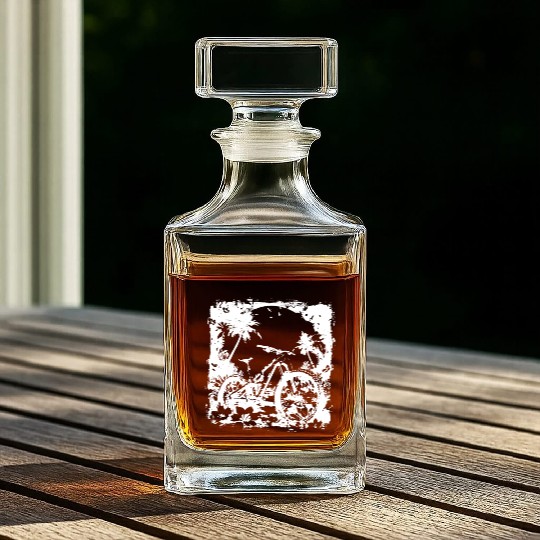 Mountain Biker Graphic Whiskey Decanters
