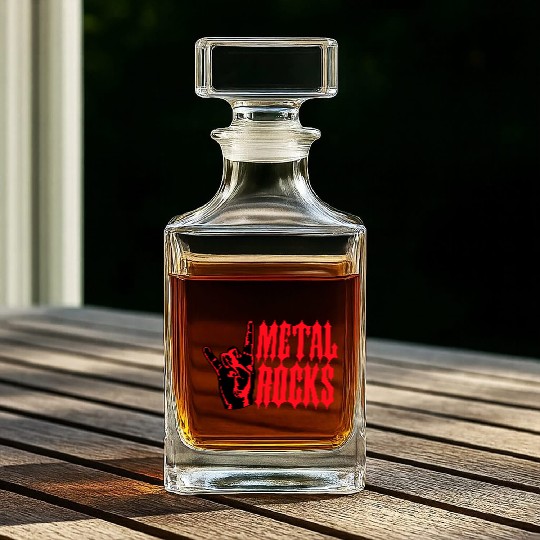 Heavy metal rocks hard rock music fun hand gesture Whiskey Decanters