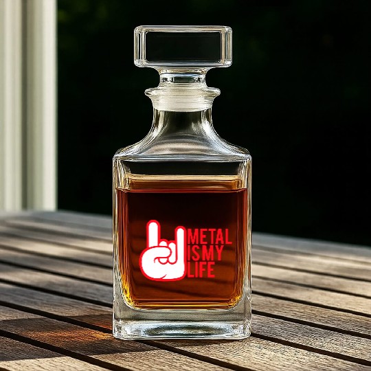 Heavy Metal Is My Life Hard Rock Music Text Quote Whiskey Decanters