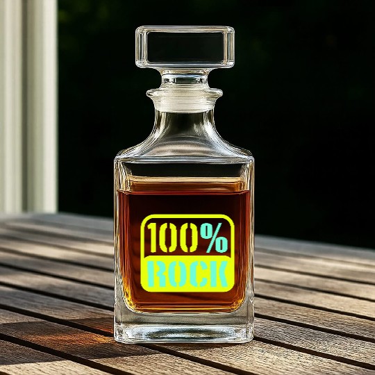 100 % Percent Rock Heavy Metal Music Text Logo Whiskey Decanters