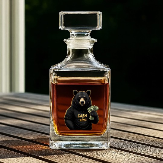 Cash Is King - Bear Stacking Money Whiskey Decanters
