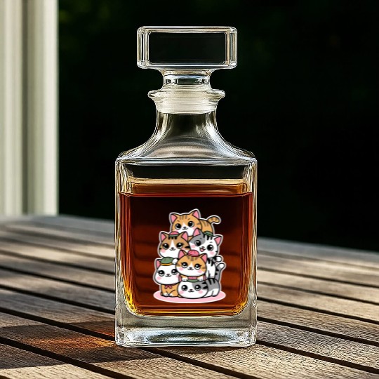 Pile Of Kitty Cats Funny Cute Cat Lover Kawaii Whiskey Decanters