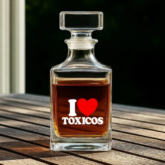 I Love Toxicos Red Heart Toxic Latino Women's Whiskey Decanters