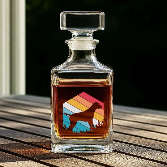 Retro Dog Silhouette German Shorthaired Pointer Whiskey Decanters