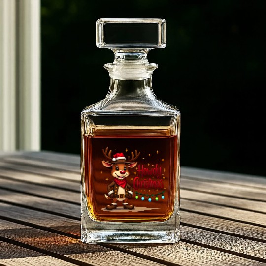Christmas Cowboy Reindeer Whiskey Decanters