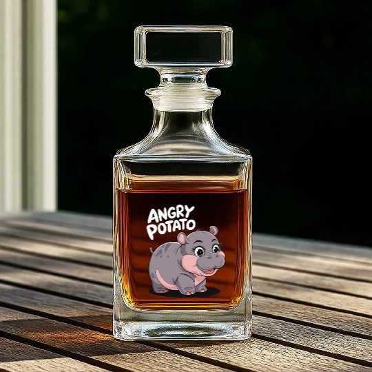 Moo Deng Angry Potato Hippo Fun Whiskey Decanters