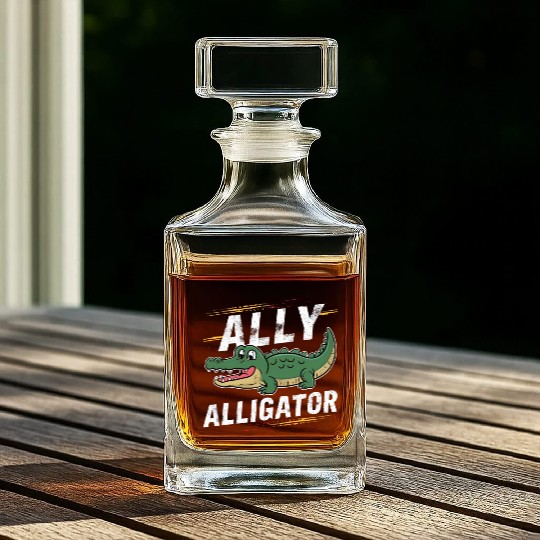 Funny Reptile Pride Month LGBT Ally Cute Alligator Whiskey Decanters