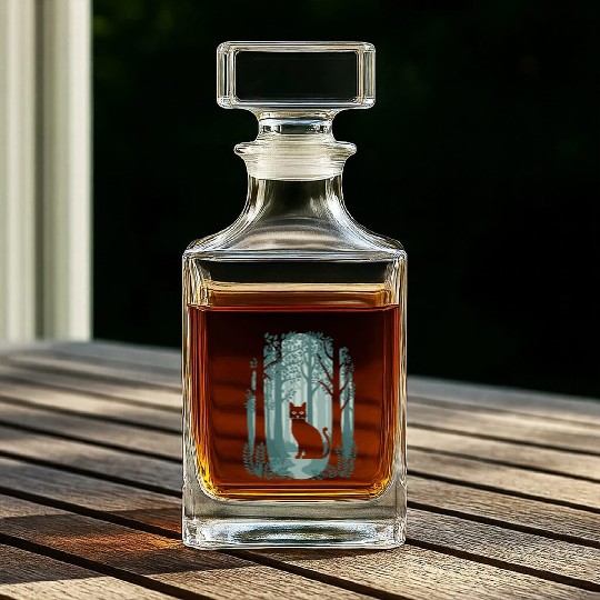 Cottagecore enchanting Forest Cat Whiskey Decanters