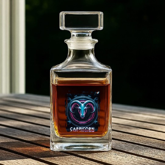 Zodiac sign Capricorn in cyberpunk era Future Whiskey Decanters