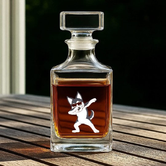 Cute Siberian Husky Dabbing Dog With Sunglasses Whiskey Decanters