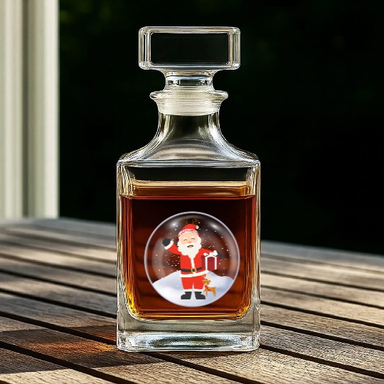 Santa’s Joy: Christmas Snow Globe Whiskey Decanters