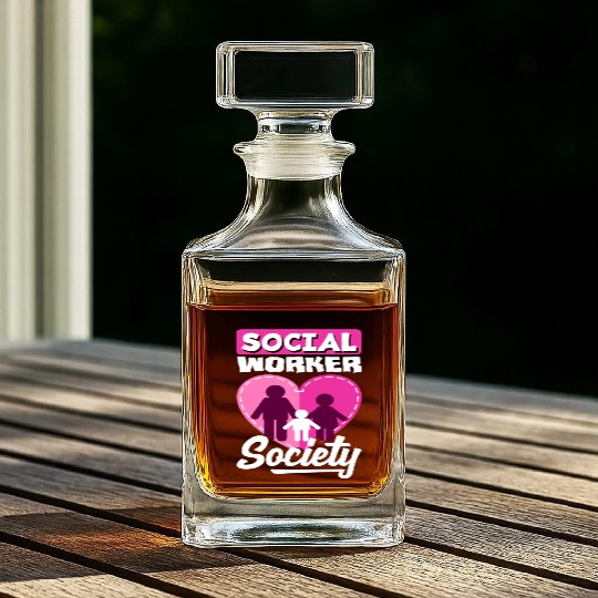 Social Worker Society Heart Family Whiskey Decanters