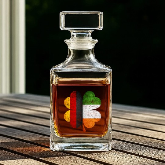 German Irish Shamrock Germany Ireland Flag Whiskey Decanters