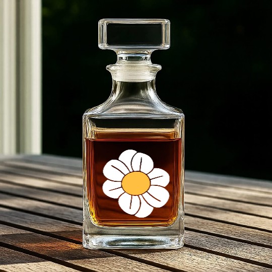 Beautiful White Daisies Flowers Spring Summer Fun Whiskey Decanters