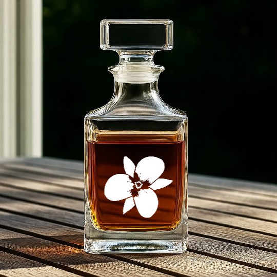 White Beautiful Flower Spring Summer Nature Flower Whiskey Decanters