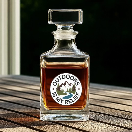 Outdoors is my Relief - Hiking for Mental Health Whiskey Decanters