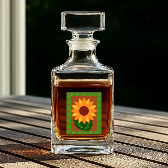 Sunflower summer autumn- fall colors Whiskey Decanters