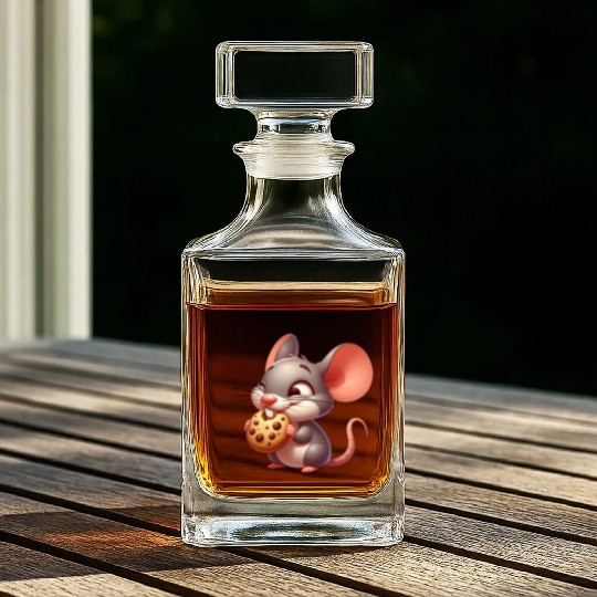 Cute cartoon mouse with crispy cookie Whiskey Decanters