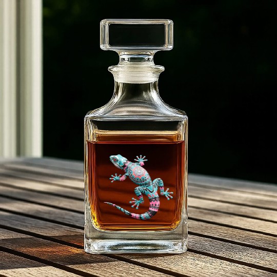 Cute Chameleon for Lizard Pet Lover Whiskey Decanters