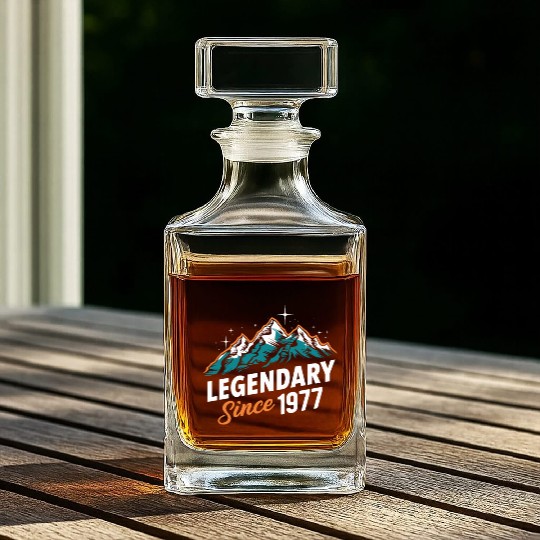 Legendary Since 1977 Hiker Birthday Mountain Whiskey Decanters