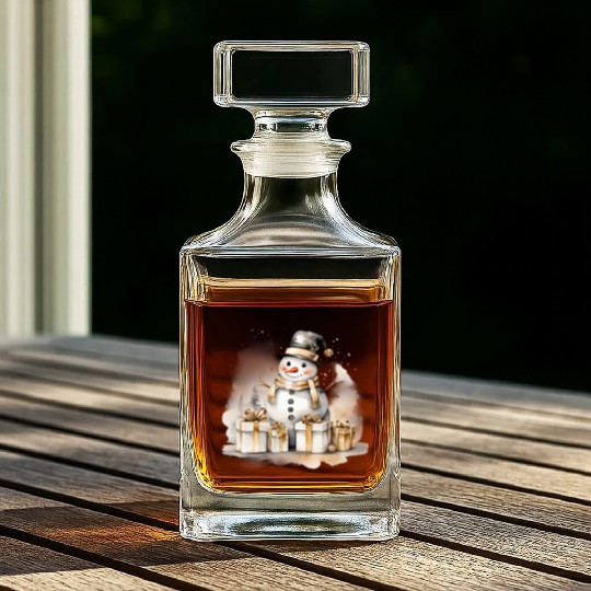 Black Gold Snowman, Merry Christmas Whiskey Decanters