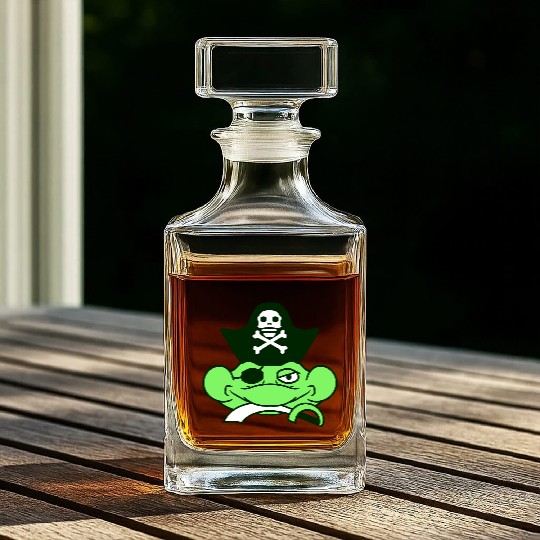 Frog Captain Hat Toad Funny Cool Comic Cartoon Fun Whiskey Decanters