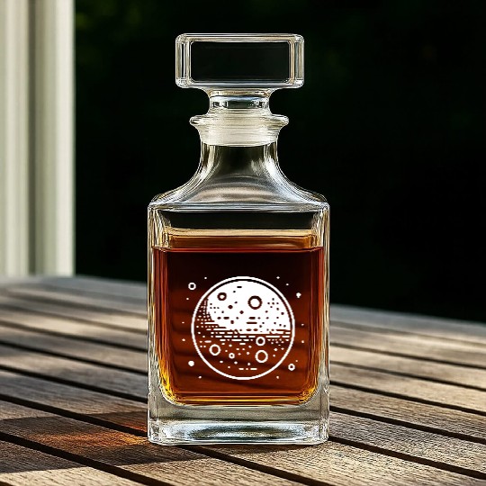 Minimalistic Vector Mars Planet path3 Whiskey Decanters