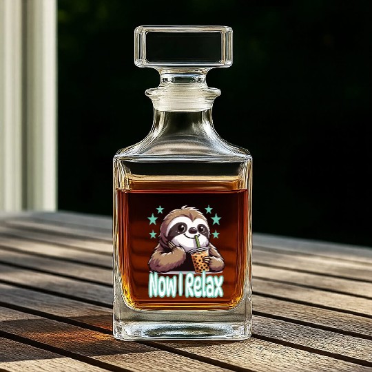 funny quote gift idea bubble tea boba sloth design Whiskey Decanters