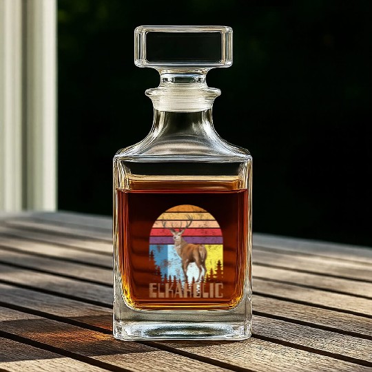 Elk Hunting Elkaholic Hunters Whiskey Decanters