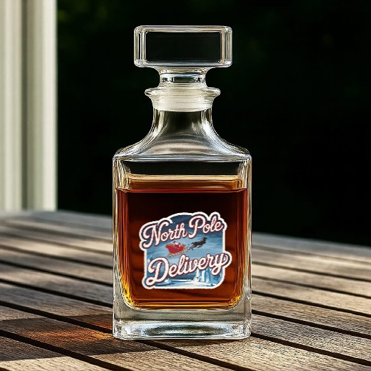 Magical Arctic Night Santa Sleigh North Pole Whiskey Decanters