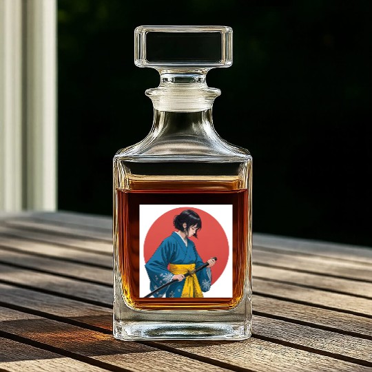 Blossom and Blade: Kimono-Clad Warrior Girl, Japan Whiskey Decanters