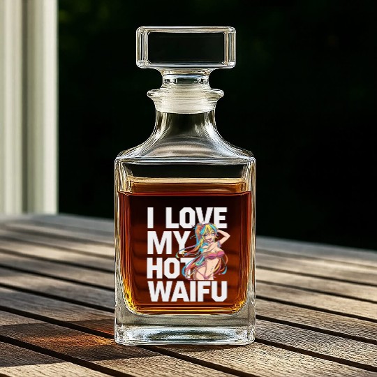 I Love My Hot Waifu - Fun and Bold Anime Art Whiskey Decanters
