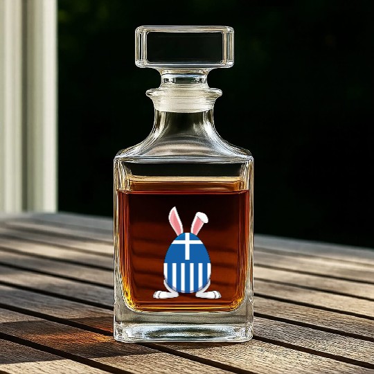 Rabbit Bunny Greece Flag Greek Flag Whiskey Decanters