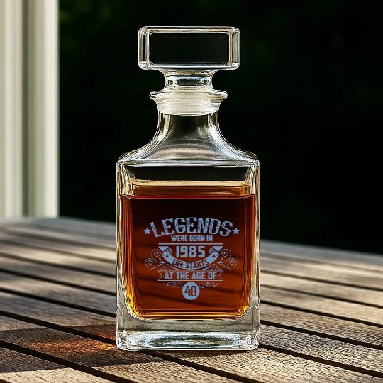 Legends born in 1985 vintage 40th birthday Whiskey Decanters