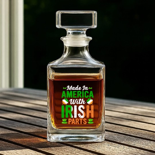 Made in America with Irish Parts St. Patrick's day Whiskey Decanters