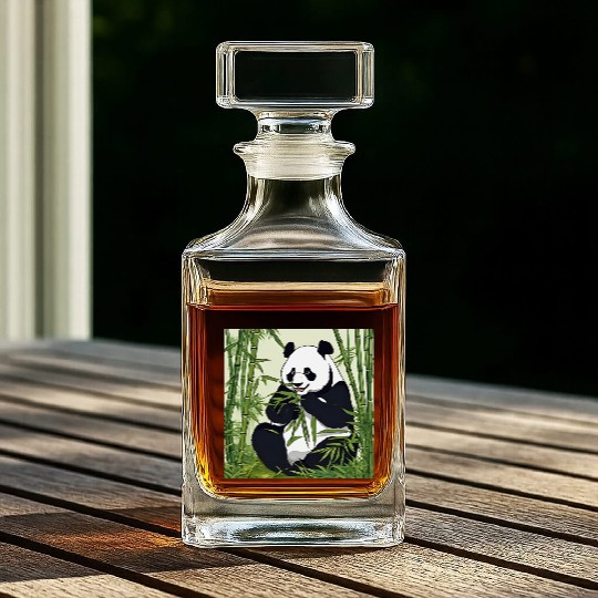 Chill Panda Eating Bamboo Cute Relaxed Design Whiskey Decanters
