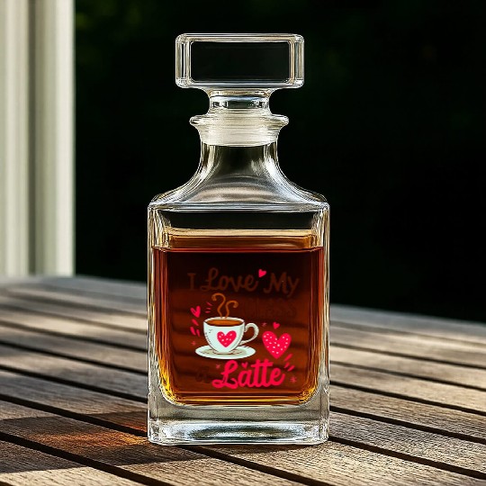 Funny I Love My Class A Latte Coffee Teacher Whiskey Decanters