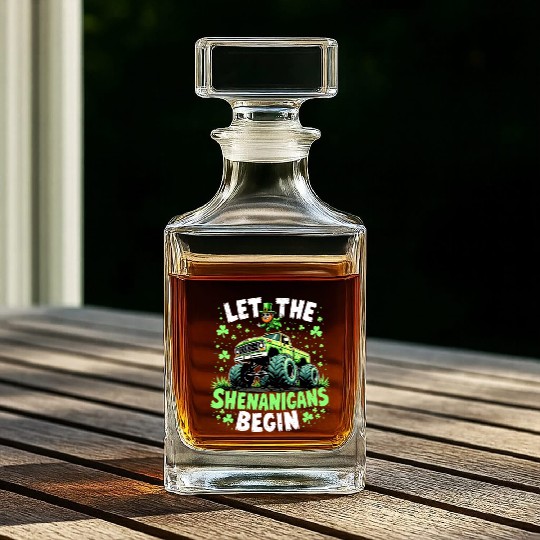 St Patricks Day Monster Truck Shenanigans Whiskey Decanters