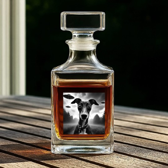 Italian Greyhound Funny Graphic Selfie with UFO We Whiskey Decanters
