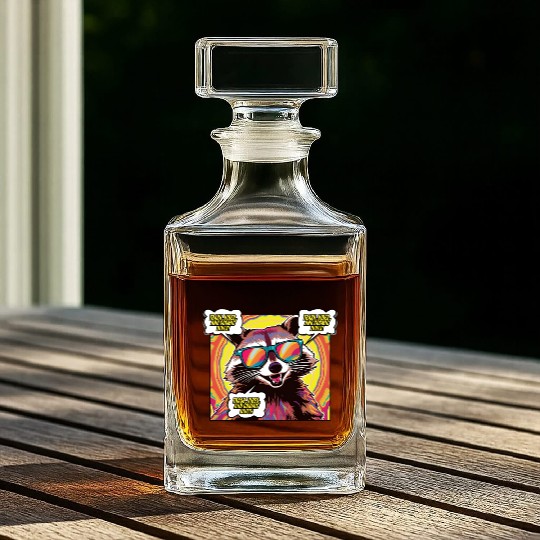 A Psychedelic Trash Advocate Raccoon Whiskey Decanters