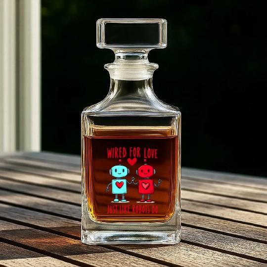 Valentine's Day Gift: Two Robots in Love on Bella Whiskey Decanters