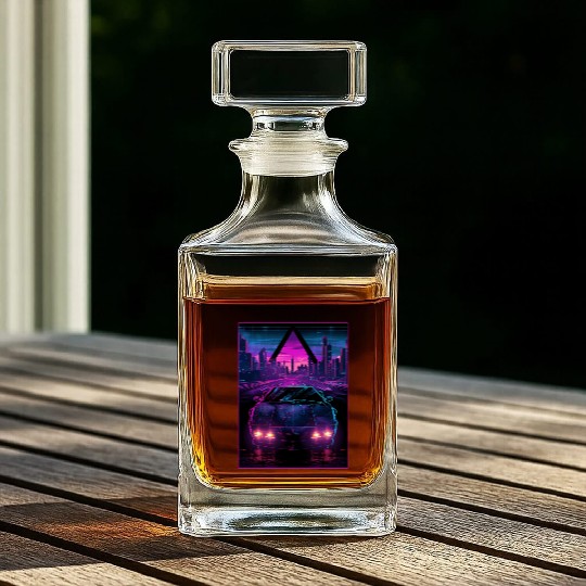 80s 90s Synthwave Car City Retro Vaporwave Whiskey Decanters