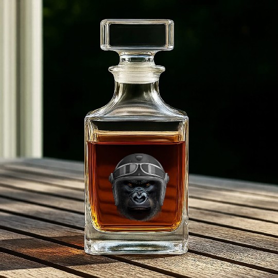 Biker Gorilla Motorcycle Silver Back Monkey Whiskey Decanters
