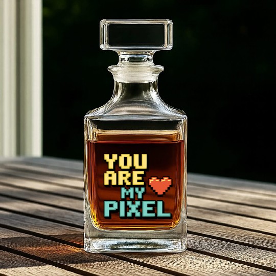 Gamer Valentine's Pixel 8-bit Gaming Couple Whiskey Decanters