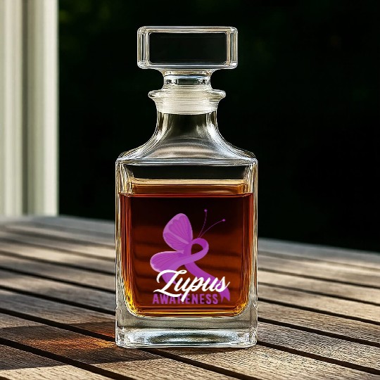 Lupus Awareness Butterfly Embrace Whiskey Decanters