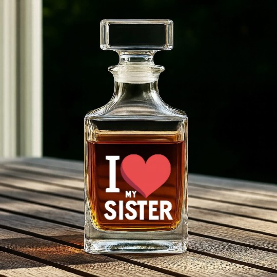 I Love My Sister Family Love Heart Gift Whiskey Decanters