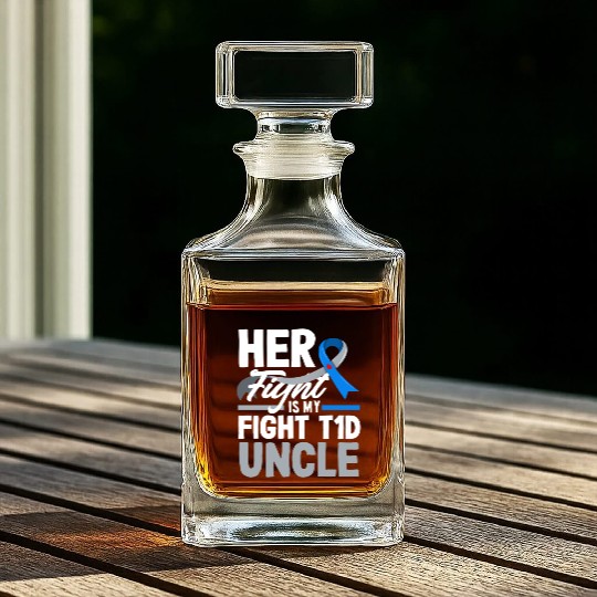 Her Fight Is My Fight T1D Uncle Diabetes Type 1 Whiskey Decanters