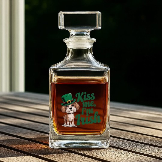 St. Patrick's Day Dog Kiss Me I'm Irish Cute Puppy Whiskey Decanters